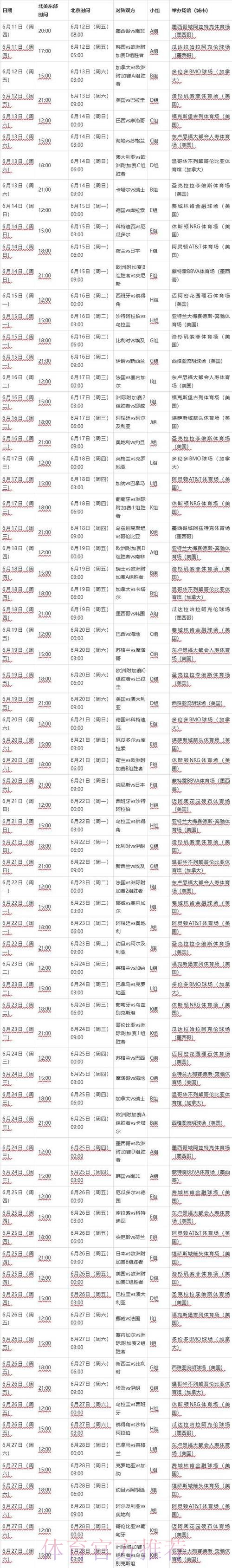 2026世界杯比赛时间地址